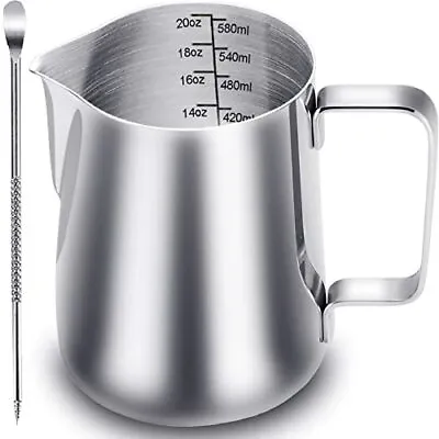 $23.02 • Buy Milk Frothing Pitcher 20 Oz Stainless Steel Espresso Steaming Pitcher With Decor
