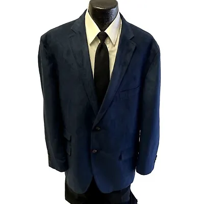 Alan Flusser Navy Blue Sport Coat Unstructured HACKING Jacket MICROFIBER Blazer • $99.99