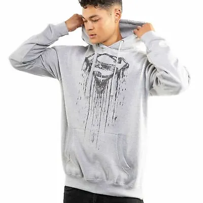 Official DC Comics Mens Superman Paint Hoodie Grey Sizes S - XXL • £24.99