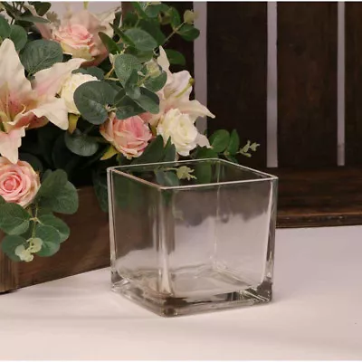 £4.75 • Buy Glass Designer Cubes/tanks Flower Vase Home Or Wedding Center Piece Floristry