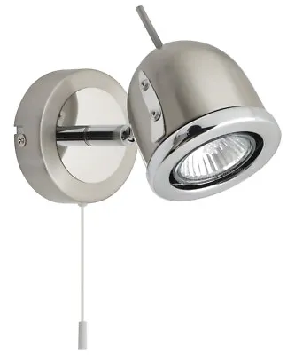 Indoor Brush Chrome Mounted Reading Wall Light Pull Switch Adjustable Head H3037 • £11.99