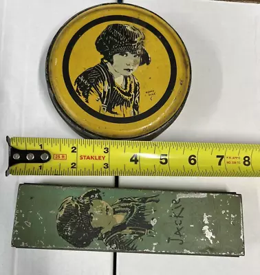 Lot Of 2: Vintage 1920s 1930s Jackie Coogan Metal Tin & Pencil Box FREE SHIPPING • $84.15