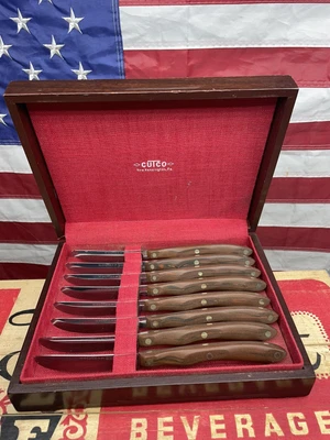 $195 • Buy CUTCO #59 Set Of 8 Steak Knives~ Straight Edge In Cutco Box W/ Red Linen Liner