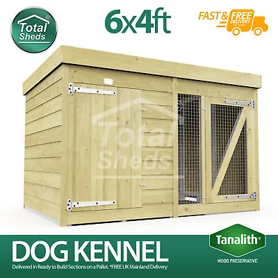 Dog Kennel & Run 6ft X 4ft Fully Pressure Treated Tanalised Timber Free Delivery • £514.24