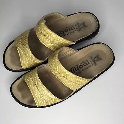 Mephisto Ularia Mobils Snakeskin Print Leather AirRelax Yellow Sandal Size 37 • $30