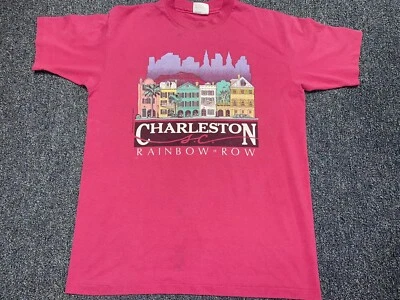 $19.90 • Buy Vintage 1988 Charleston SC Rainbow Row T Shirt Size Large Pink South Carolina