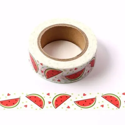 $5.50 • Buy Washi Tape Watermelon Fruit Red Hearts 15mm X 10m