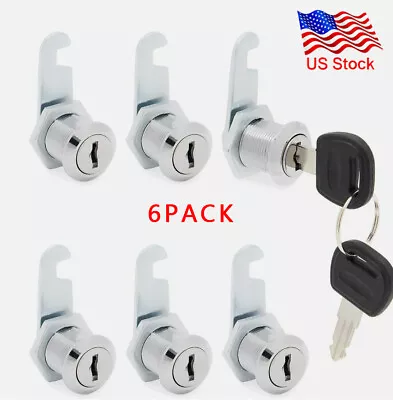 US 6Pack Cabinet Cam Lock Set 3/4  Cylinder Replacement Lock For Mailbox Drawers • $9.97