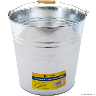 New 12l Galvanised Steel Bucket With Wooden Handle Water Coal Multi Purpose  • £6.95