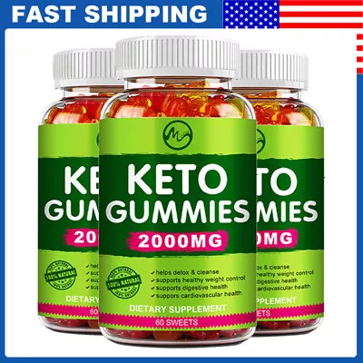 3 Bottles Keto Slimming Gummies 2000mg Apple Cider Vinegar ACV Weight LossDetox • $26.99