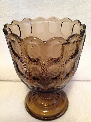 E.O. BRODY Co. Vintage Brown Thumbprint Footed Compote/Vase Glass • $11.04
