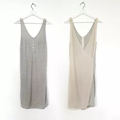 Phillip Lim Gray Striped Cotton Cream Silk Crossback Tank Midi Dress La Garconne • $65