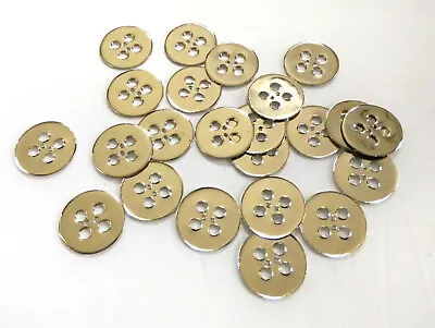 £2.27 • Buy Large Silver Colour Metal Button Reinforcement Blanks 6 Hole Sew Through 37 Mm