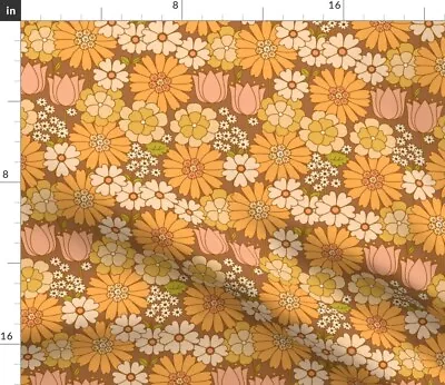 $23 • Buy 70s Retro Vintage Orange Floral Trending Groovy Spoonflower Fabric By The Yard