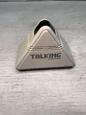 Vintage 80s Talking Alarm Clock T-10 Triangle Pyramid White Black - Works Great • $18