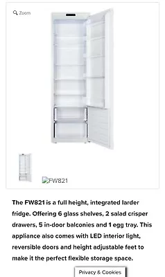 CDA FW8221 Integrated Larder Fridge  A+ Rated • £499