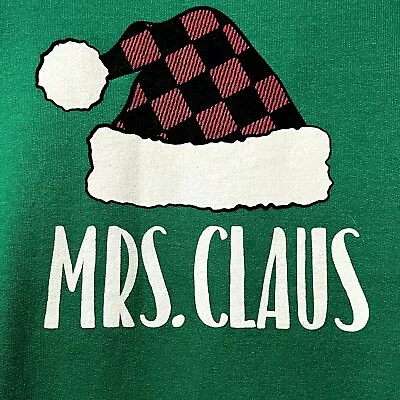 Hanes Ecosmart Size XL Green Mrs. Claus Long Sleeve Medium Weight Sweatshirt • $24.99