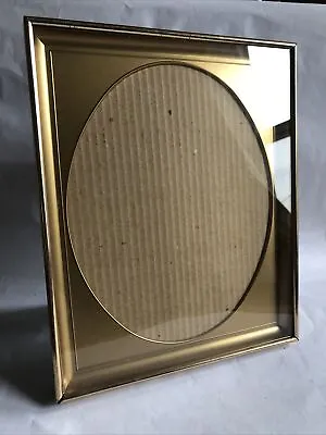 Gold Tone Photo & Picture Frame Oval Window 9.25  X 7.25  Tabe Or Wall Vintage • $14