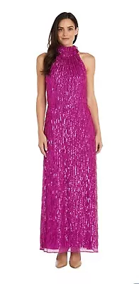 R&M Richards Dress High Neck Fringe Sequined Formal Dress Size 14 New • $50.99