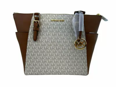 Michael Kors Women Lady Leather Shoulder Tote Bag Purse Vanilla Brown Handbag MK • $114