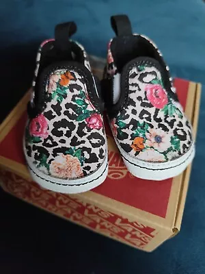 Vans Slip On V Leopard Crib Baby Infant Crib Shoe Slip On Unisex UK Size 1.5  • £19.99