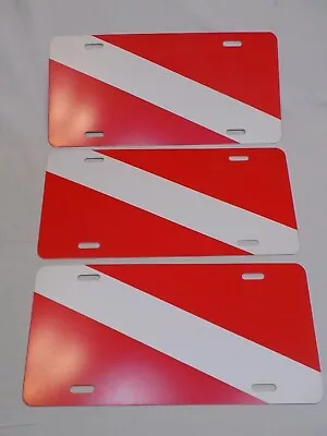 Divers License Plate Novelty Vanity Tag Scuba Diving Down Flag Red White Set Lot • $18.99