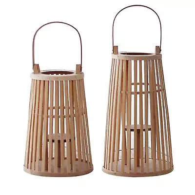 Tealight Candle Holder Bamboo Candle Lantern Wooden Candlestick For Garden • £26.07