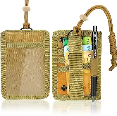 Tactical Vertical ID Card Holder Patch Badge Pouch With Neck Lanyard Holster Bag • $10.80