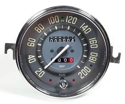 VW BUG BUS GHIA ISP 200 KLM SPEEDOMETER W/TRIP ODOMETER BEIGE NUMERICAL FACE • $225