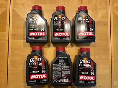 Motul 108534 Oil 8100 ECO-lite SAE 0W-20 Synthetic 1 Liter Bottle Single 6 PACK • $69.99