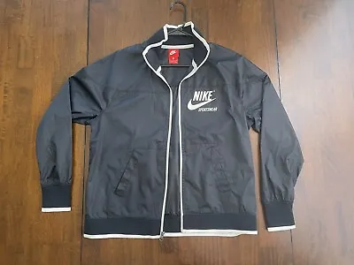 Vintage Nike Sportswear Jacket Full Zip Black Size M White Red Tag • $22.99