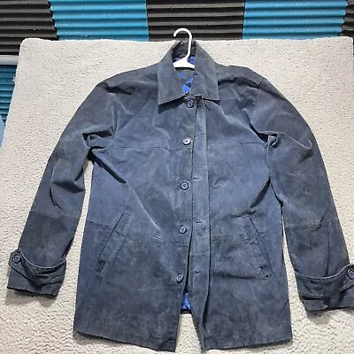 HBO MAX Promo Leather Jacket Mens Large Blue Full Zip Pea Coat RARE • $89.99