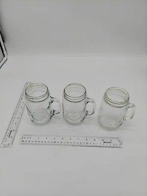 Golden Harvest Glass Mason Drinking Jar Mug W/ Handle Pint 16 Oz 5 1/4” Set Of 3 • $16.99