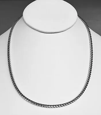 14k Solid White Gold Mens Franco Curb Box Link 22  2.5MM 20 Grams Chain/Necklace • $2051.50