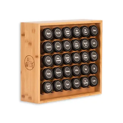 AllSpice Wooden Spice Rack Includes 30 4oz Jars Walnut Cherry And More • $139.99