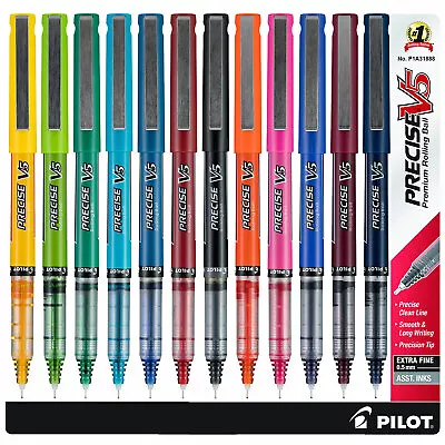 Pilot Precise V5 31888 0.5mm Extra Fine Rolling Ball Pens 12-Color Set • $22.39