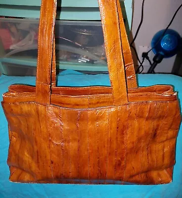 Vintage Genuine Eel Skin Brown Shoulder Bag Satchel • $19