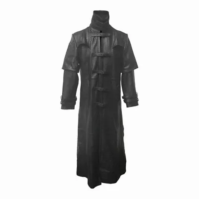 Mens Van Helsing Trench Coat Steampunk Style Black Crocodile Print Leather Coat • $219.99