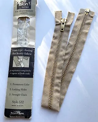 Vintage TALON Separating Brass Zipper Heavyweight Jacket Style 512 Beige 16  NOS • $7.90