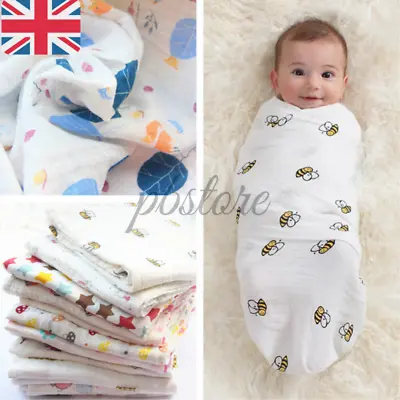 Large 120cm 100% Cotton Breathable Baby Muslin Swaddle Cloth Square Blanket Wrap • £6.29