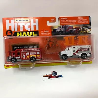 Fire Rescue Set W/ RED Fire Fighter * 2022 Matchbox HITCH & HAUL * C84 • $8.59