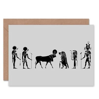 Egyptian Hieroglyphics Ox Gods Blank Greeting Card With Envelope • £4.42