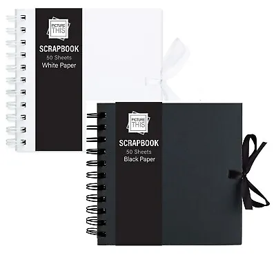 Scrapbook 15cm Spiral Bound Memory Photo Album Square Journal Book & Ribbon Tie • £4.99