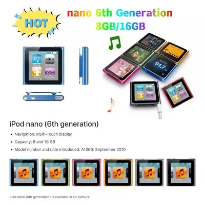 Apple IPod Nano 6th Generation 8GB 16GB All Colors- Replace New Battery！ • $95.69