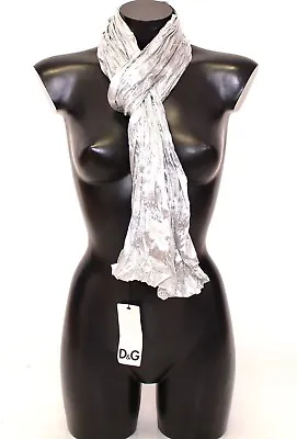 Dolce & Gabbana D&G Silver Solid Polyester Scarf Wrap NEW WITH TAGS • $49.99