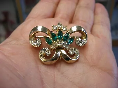 Vintage Coro Rhinestone Fleur-de-lis Design Pin Brooch #B221 • $9.99