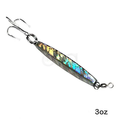 Fishing 3oz Silver Mylar Laser Diamond Jig Treble Hook Jigging Fish Lure Lot New • $3.99