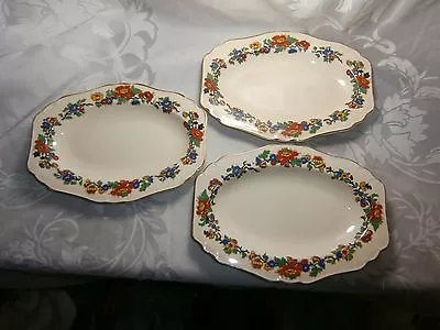 3 Antique Oval Plates John Maddock & Sons England Minerva Persian Rose • $24