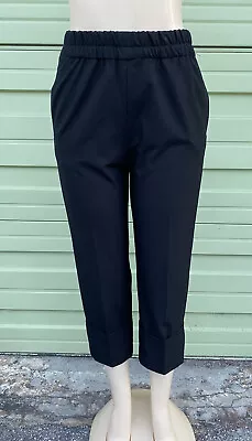 NWT ZARA  BLACK TROUSERS WITH TURN-UP HEMS Elastic Waist 23  Size XS #7290 • $18