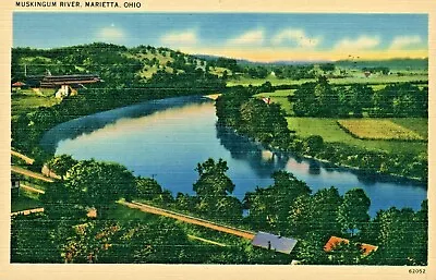 Postcard 1945 Muskingum River In Marietta Ohio. E2 • $3.99